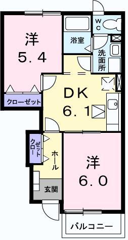 サンパティークA(2DK/1階)の間取り写真
