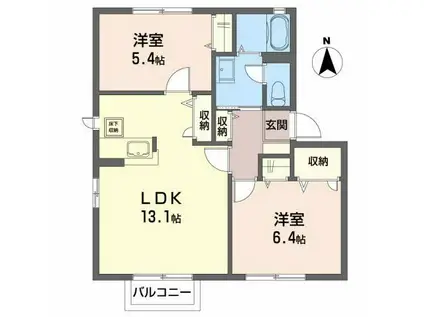 コーラルタウンD(2LDK/1階)の間取り写真