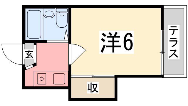 SMILE伊伝居(1K/1階)の間取り写真