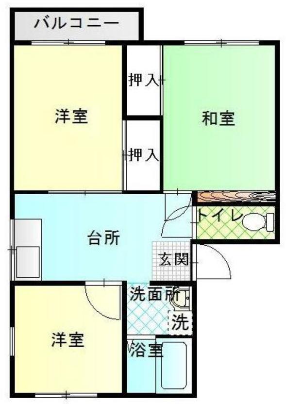エーハイム風早(3DK/2階)の間取り写真