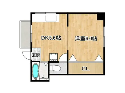 コーポ大日(1DK/4階)の間取り写真