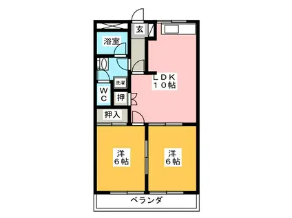 スピカ小柳(2LDK/2階)の間取り写真