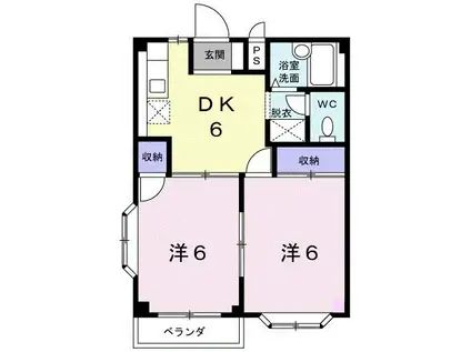 エルディム藤沢(2DK/2階)の間取り写真