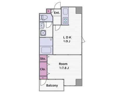 エクセル真田山(1LDK/5階)の間取り写真