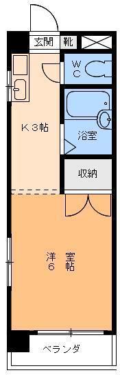 エクレール道後(1K/3階)の間取り写真