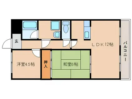 大中東マンション(2LDK/10階)の間取り写真