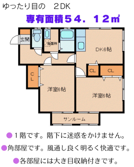 ルミナールI(2DK/1階)の間取り写真