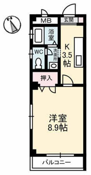 みかげマンション(1K/4階)の間取り写真
