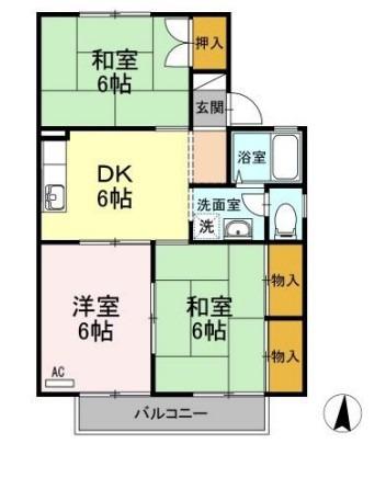 シンセラー羽田B棟(3DK/2階)の間取り写真