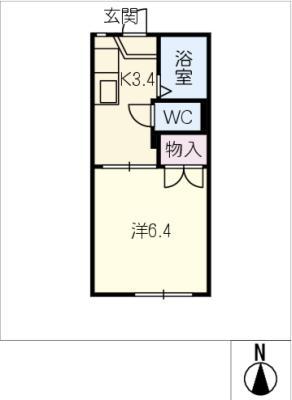 ウィングヒルA(1K/1階)の間取り写真