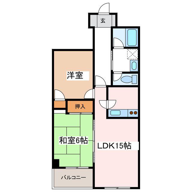 デュークヒルズ(2LDK/2階)の間取り写真