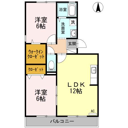 ビッグベアハイツII(2LDK/2階)の間取り写真