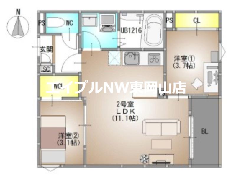 REGALEST PLUS(2LDK/1階)の間取り写真