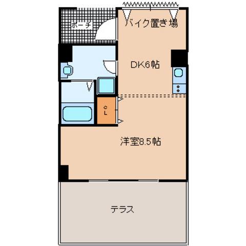 グリシーヌ響(1DK/1階)の間取り写真