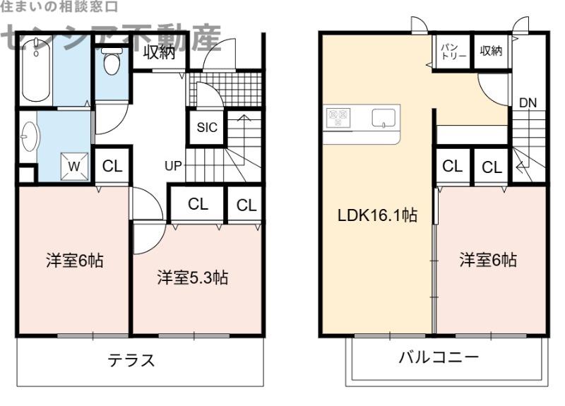 かぼく南館(3LDK/2階)の間取り写真