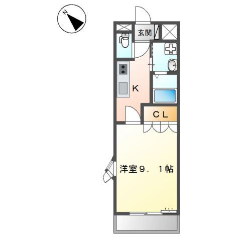 マークI(1K/1階)の間取り写真