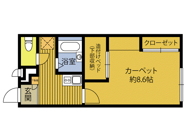 CHRONO日出(1K/2階)の間取り写真