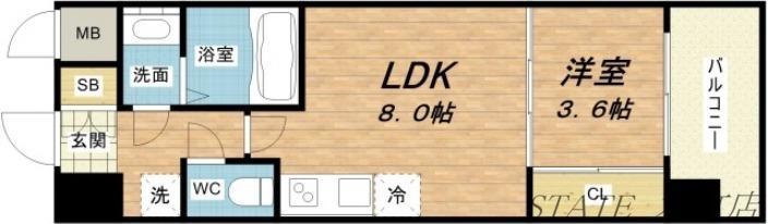 セレニテ北久宝寺(1LDK/15階)の間取り写真
