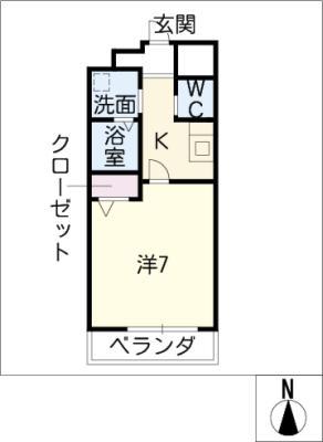サニーコート(1K/4階)の間取り写真