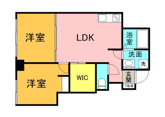 鷹野橋マンション(2LDK/8階)の間取り写真