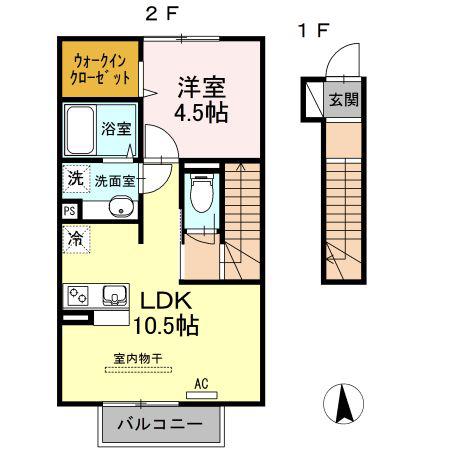 フォルトナ カーサ(1LDK/2階)の間取り写真
