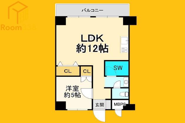 永谷リヴェール新宿(1LDK/11階)の間取り写真