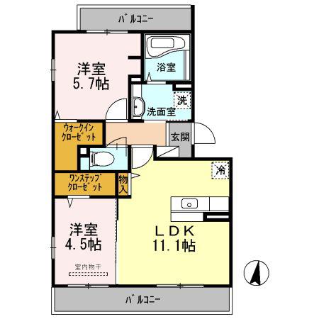 パルクソレイユ II・III II(2LDK/3階)の間取り写真