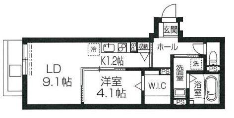 ヌーバルオットー・エディフィシオ システィーナ(1LDK/3階)の間取り写真