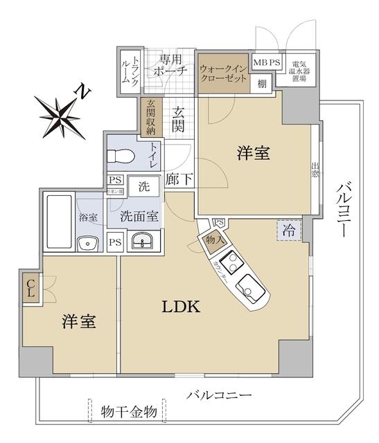 ライオンズタワー仙台大手町(2LDK/3階)の間取り写真