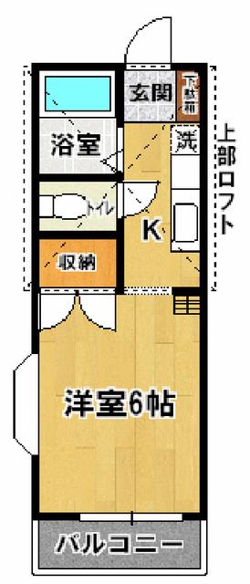シマダハイツB(1K/2階)の間取り写真