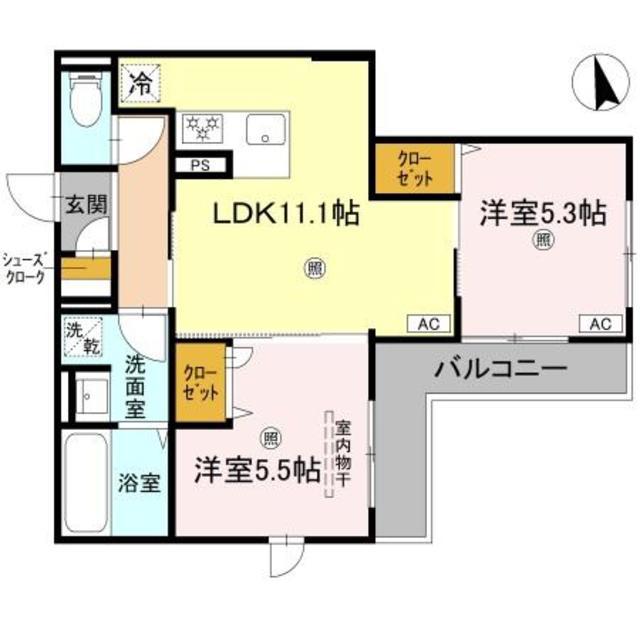 D-ROOM伏見駅前(2LDK/3階)の間取り写真