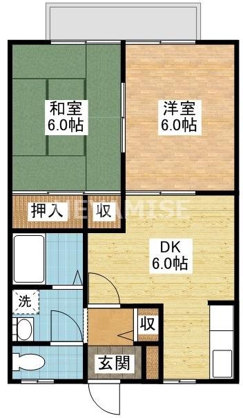 パティオ久山B(2DK/2階)の間取り写真