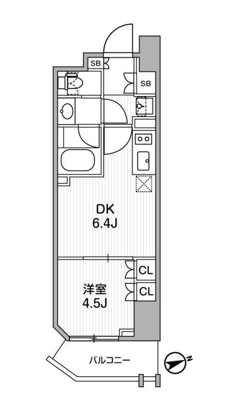 ディームス蔵前RESIDENCE(1DK/7階)の間取り写真
