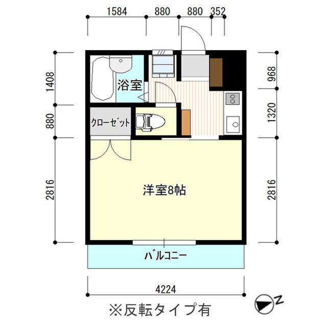 サンライズ下硯川(1K/1階)の間取り写真
