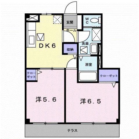 シャン・クレージュ(2DK/1階)の間取り写真