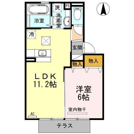 プラウド年見(1LDK/1階)の間取り写真