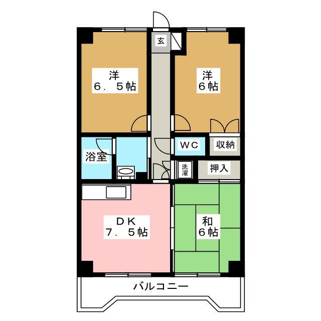ガーデンクレス弐番館(3DK/3階)の間取り写真