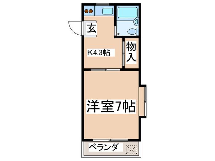 コスモシティ(1K/2階)の間取り写真