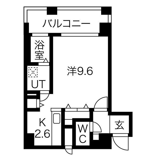 オタルベイサイドシティ7(1K/9階)の間取り写真