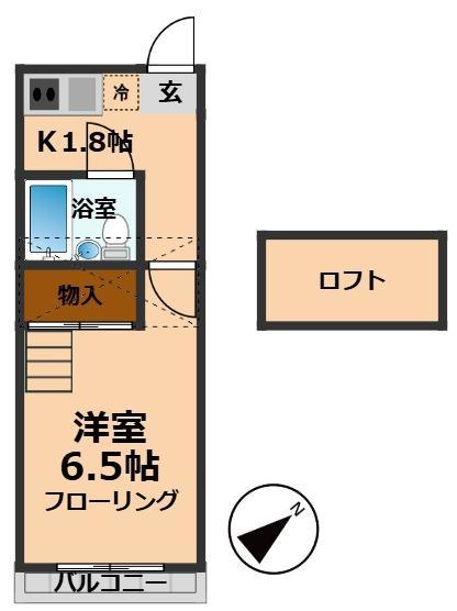 ラヴィエール(1K/2階)の間取り写真