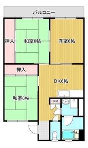 泉ヶ丘スカイハイツ(3DK/6階)の間取り写真