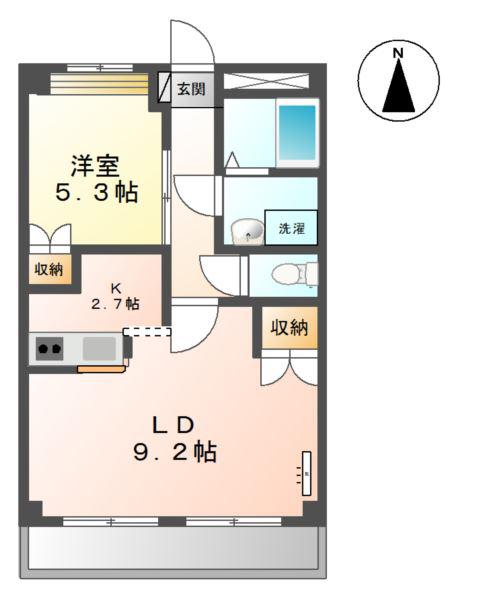 ファインコート北野I(1LDK/2階)の間取り写真