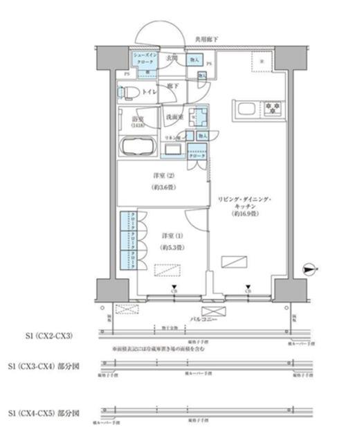 パークアクシス品川天王洲アイル(2LDK/7階)の間取り写真