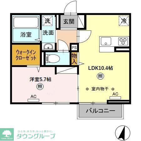エスポワール B(1LDK/2階)の間取り写真
