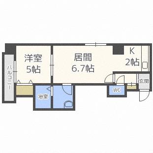 AZZURRI GARDEN 山鼻(1LDK/7階)の間取り写真