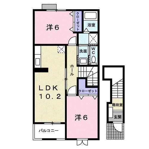 ポルトラーノIII(2LDK/2階)の間取り写真