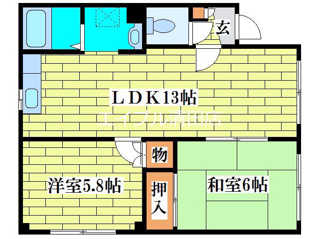 シャトーロワール(2LDK/2階)の間取り写真