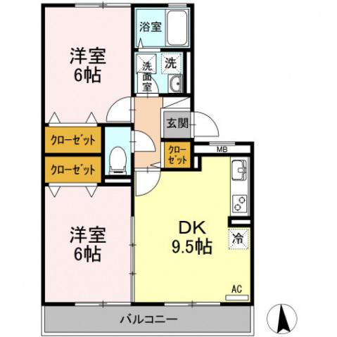パストラル(2DK/2階)の間取り写真