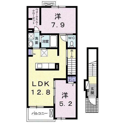 マンダリーネ咲(2LDK/2階)の間取り写真