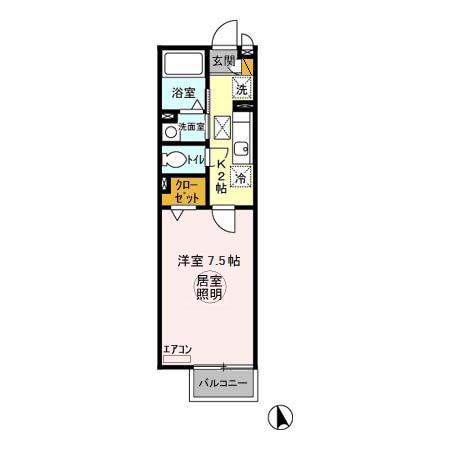 クレアーレ(1K/1階)の間取り写真